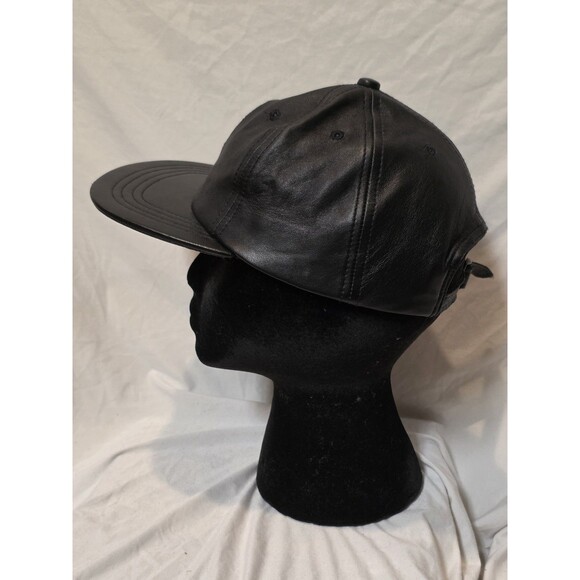 Made in USA Leather Baseball Cap Black American Apparel Adult OS Adjustable - Picture 1 of 13